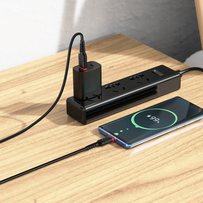 Cablu Type-C Fast Charge 3A la USB-A Hoco X59, 1m, negru