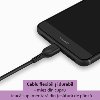 HOCO - Cablu de date (Flash X20) - USB-A la USB Type-C, 10W, 2A, 1,0 m - Negru