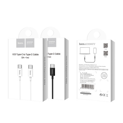 Hoco - Cablu de date Skilled (X23) - USB Type-C la USB Type-C, 15W, 3A, 1,0 m