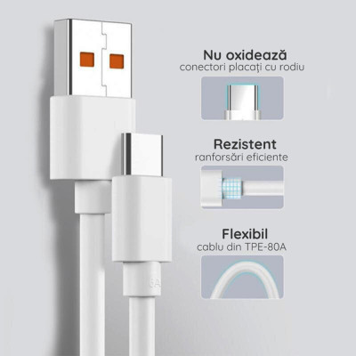 Cablu de date Type-C Xiaomi Turbo Charge (Mi 11 Ultra) 6A, alb, bulk