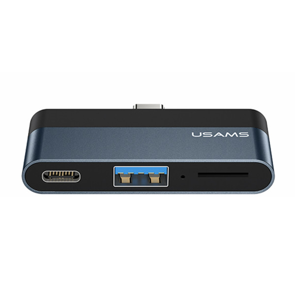 Hub Type-C la 1xUSB, Type-C, Micro SD - Usams mini (US-SJ491) - Dark Gray