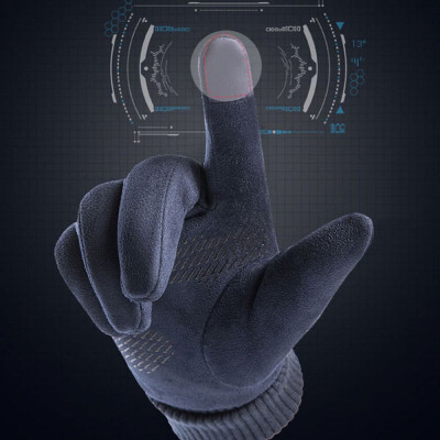 Manusi Touchscreen, Techsuit Suede (ST0009), albastru
