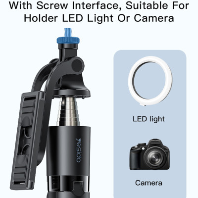 Yesido - Selfie Stick (SF13) - Stable, Adjustable, 360Â° Rotation, Remote Controller, Screw 1/4 Compatible - Black