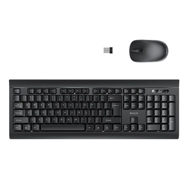 Yesido - Wireless Keyboard and Mouse Set (KB12) - Intelligent Hibernation, Plug&Play - Black