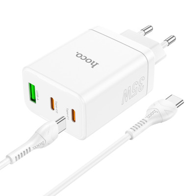 Incarcator priza USB Type-C Hoco N33 + cablu tip C, 35W, alb
