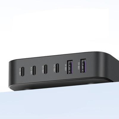 Statie incarcare GaN 4xtip C, 2xUSB 200W - Ugreen (40914) - Gray