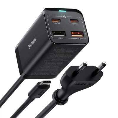 Statie Incarcare 2xUSB-C, PD65W, 2xUSB-A, 5A + Cablu Type-C - Baseus GaN3 Pro (CCGP040101) - Black