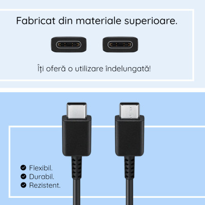 Cablu de date Samsung tip C, 3A, 1m, alb, bulk, EP-DA705BWE