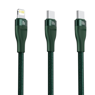 Cablu de Date Type-C la Type-C, Lightning 100W, 1.2m - Baseus Flash Series (CA1T2-F06) - Green