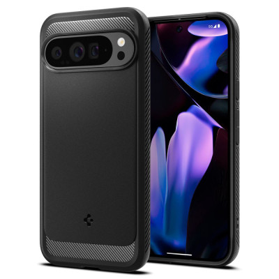 Husa pentru Google Pixel 9 Pro XL, Spigen Rugged Armor, negru