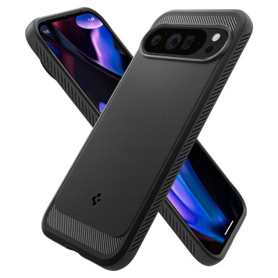 Husa pentru Google Pixel 9 Pro XL, Spigen Rugged Armor, negru