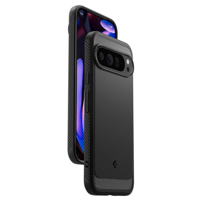 Husa pentru Google Pixel 9 Pro XL, Spigen Rugged Armor, negru