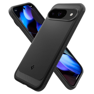 Husa pentru Google Pixel 9, 9 Pro, Spigen Rugged Armor, negru