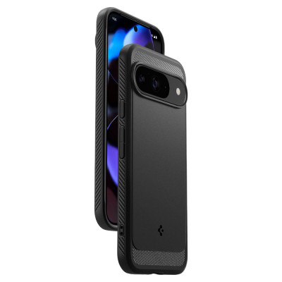 Husa pentru Google Pixel 9, 9 Pro, Spigen Rugged Armor, negru
