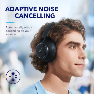Casti On-Ear Bluetooth 5.3, Noise Cancelling, USB-C, Anker Space Q45 (A3040G11), negru